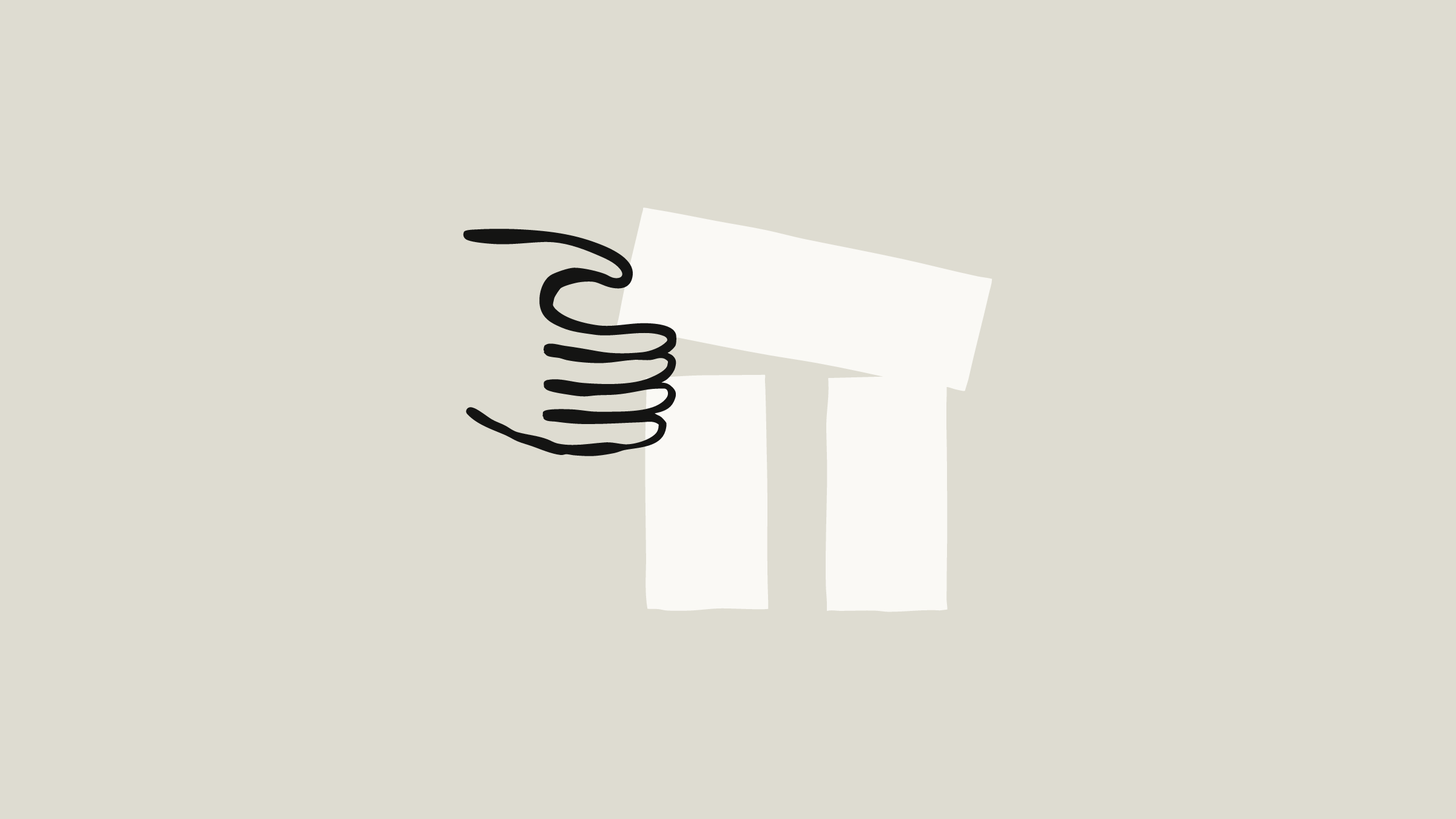 Anthropic's illustration for the announcement: a hand-drawn black hand placing a white block across two white pillars on a beige background.