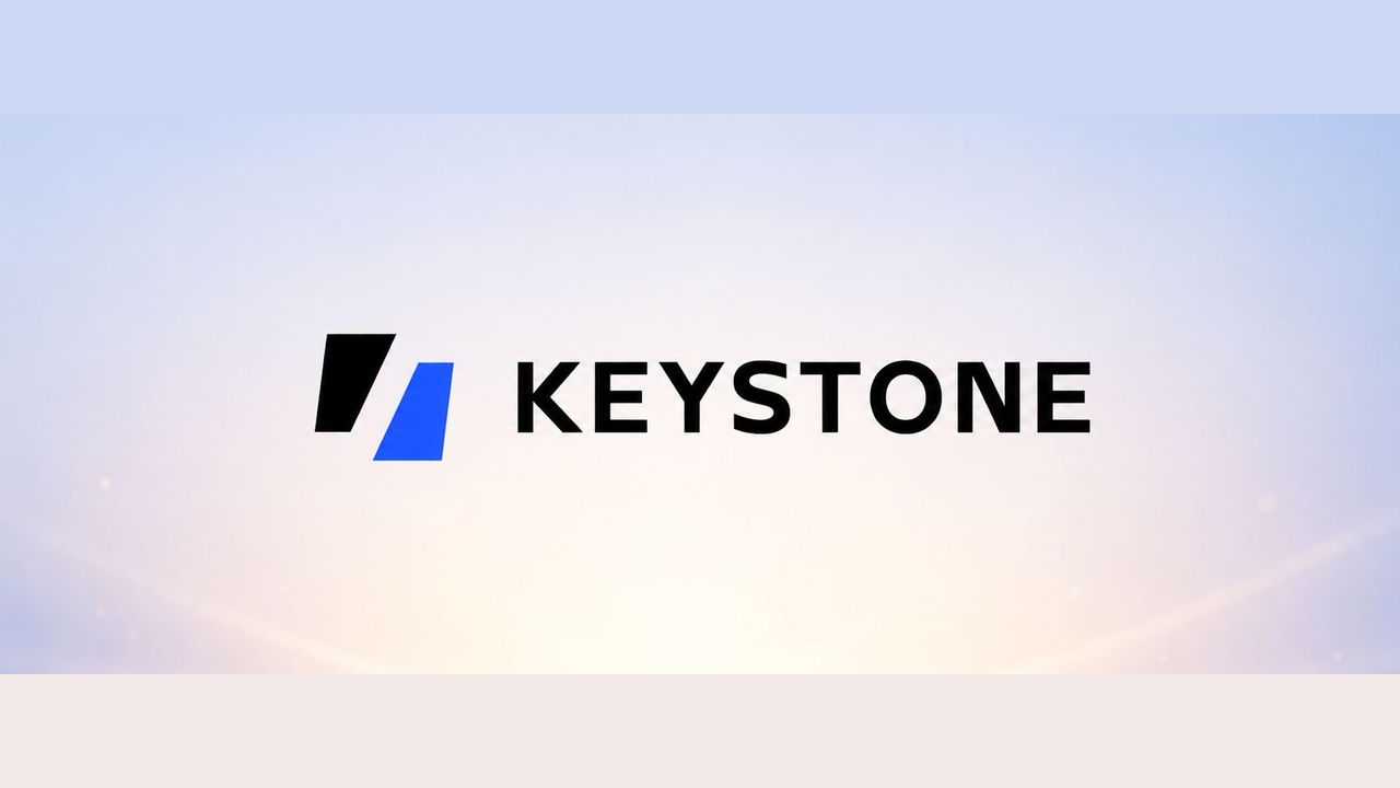 The Keystone logo, a black and a blue slanted bar beside the word "KEYSTONE" in black capitals, on a pale blue-to-peach gradient, from the cover of Keystone's incident statement.