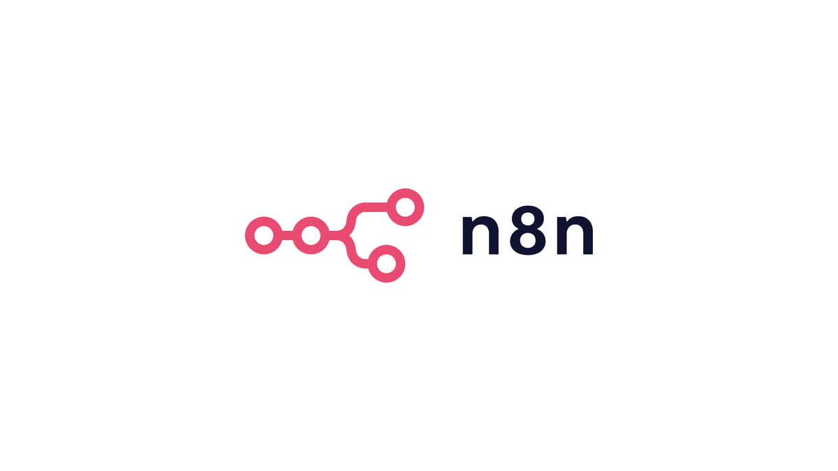 The n8n logo, a pink line of connected circles that branches in two, next to the word n8n in dark letters, centered on a white background.