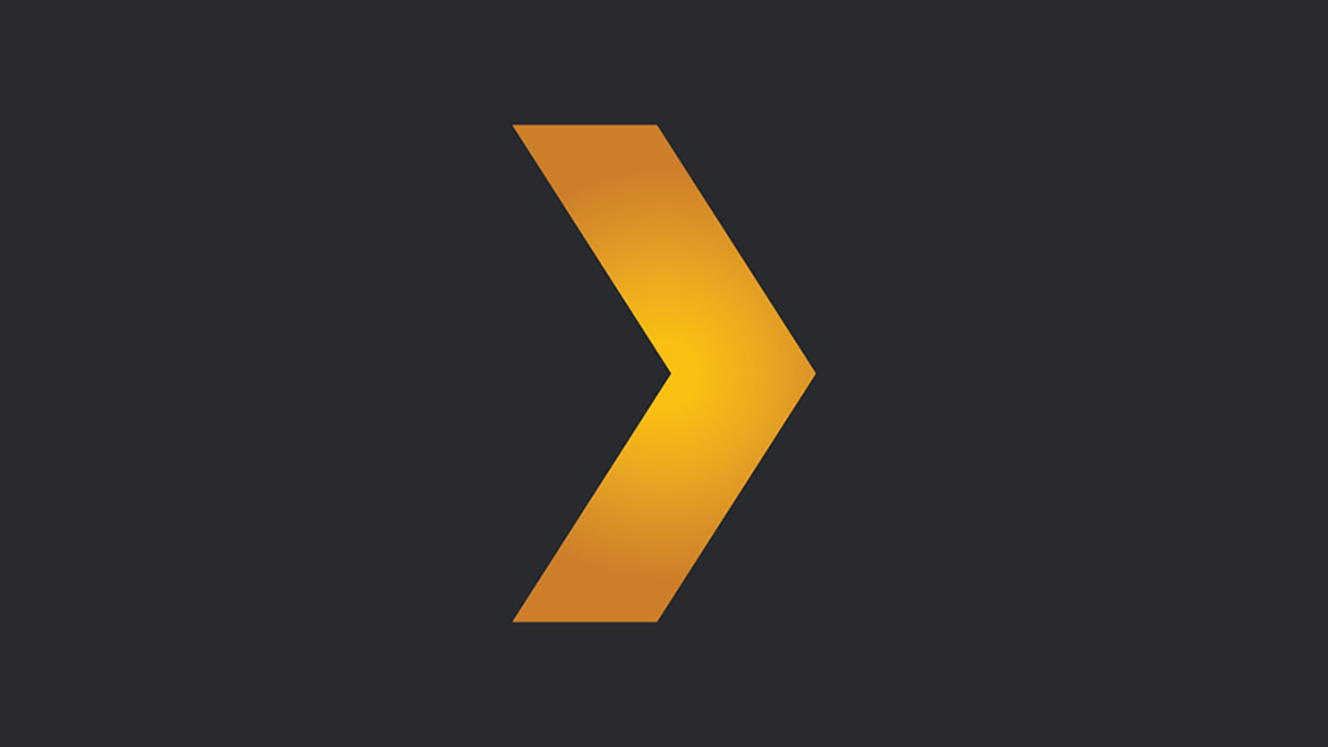 The Plex logo, an orange and yellow chevron pointing right, on a flat dark grey background.