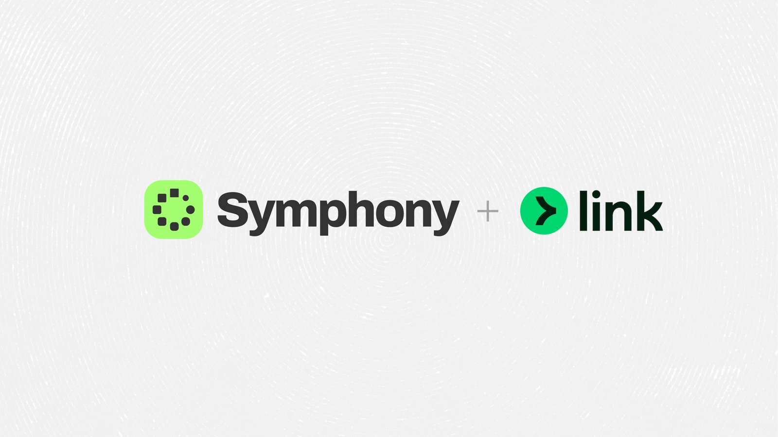 The Symphony logo, a plus sign and the Link logo on a light gray background.